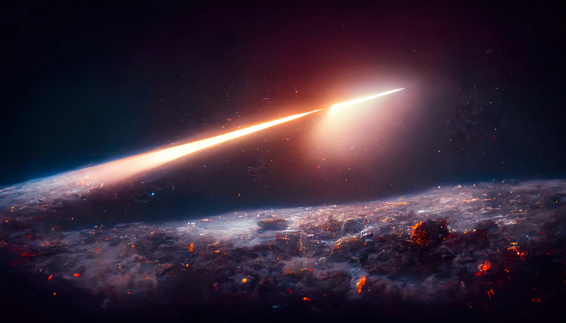 A hypersonic vehicle streaking above the Earth