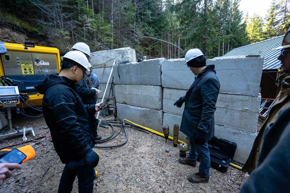 Team at the forest tunnel test site