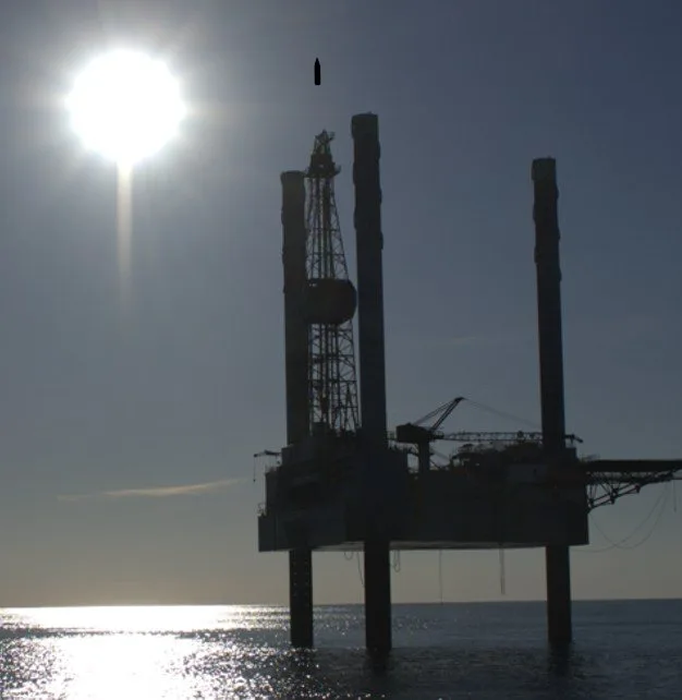Offshore launch at sunset